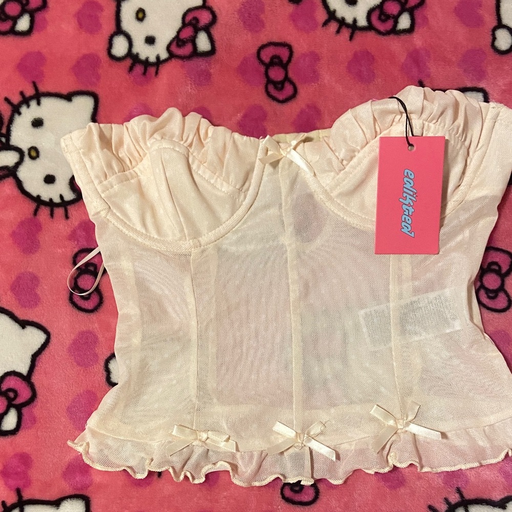 Edikted Pink Ruffle Tank Top